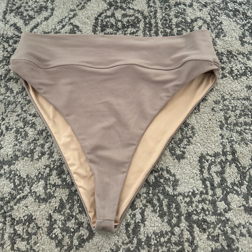 High-Waisted Ribbed Bikini Bottoms